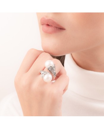Contrarié Gerardo Sacco Ring in Silver with Pearls and Masks