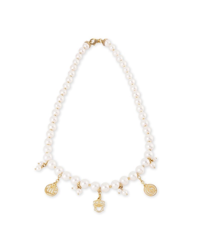 Gerardo Sacco Necklace with Pearls and Silver Pendants