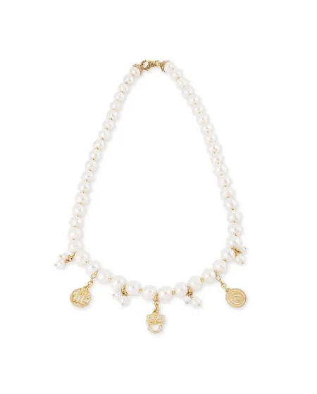 Gerardo Sacco Necklace with Pearls and Silver Pendants