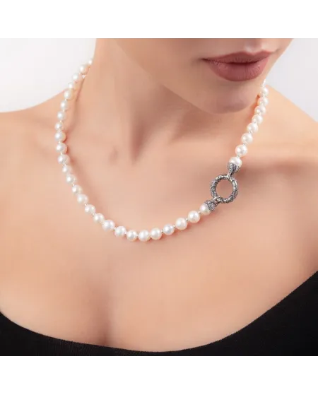 Collana Gerardo Sacco con Perle con Chiusura in Argento