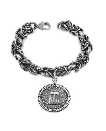 Bracelet Gerardo Sacco en argent bruni avec pièce de monnaie