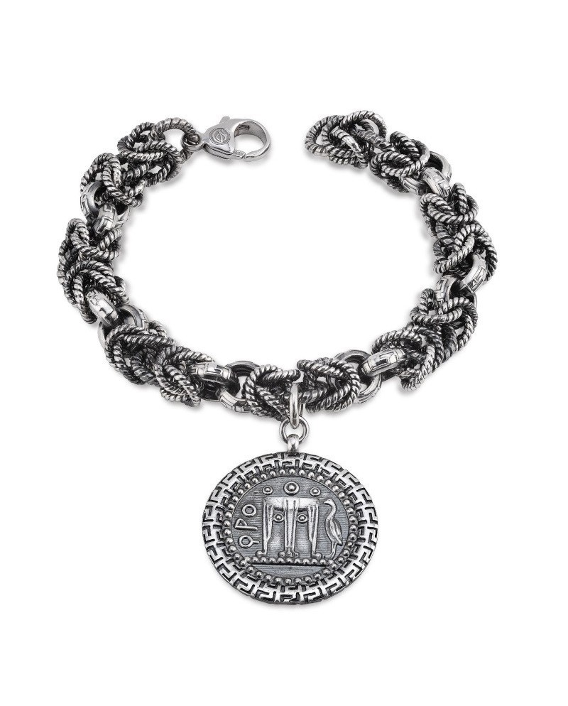 Gerardo Sacco Bracelet in Burnished Silver with Coin