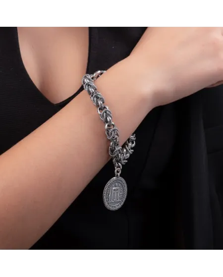 Bracciale Gerardo Sacco in Argento Brunito con Moneta