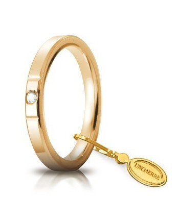 Fede Nuziale Unoaerre Cerchi di Luce in Oro Giallo  con Diamante 2,5 mm