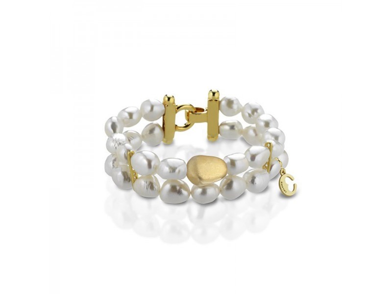 Bracciale Coscia 2 file di perle con chiusura in argento dorato Le Lune Glamour