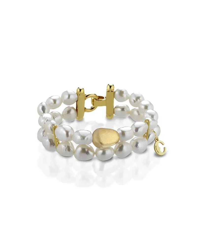 Bracciale Coscia 2 file di perle con chiusura in argento dorato Le Lune Glamour