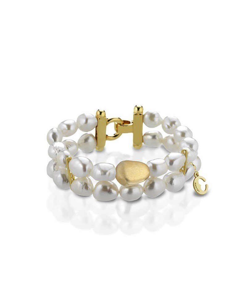 Le Lune Glamour 2-row pearl thigh bracelet with gold-plated silver clasp
