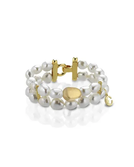 Bracciale Coscia 2 file di perle con chiusura in argento dorato Le Lune Glamour