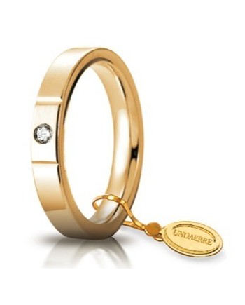 Unoaerre Circles of Light Wedding Ring in Yellow Gold with 3.5 mm Diamond