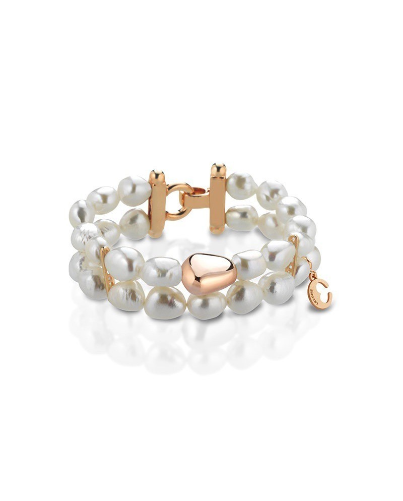 Le Lune Glamour 2-row pearl thigh bracelet with rose silver clasp