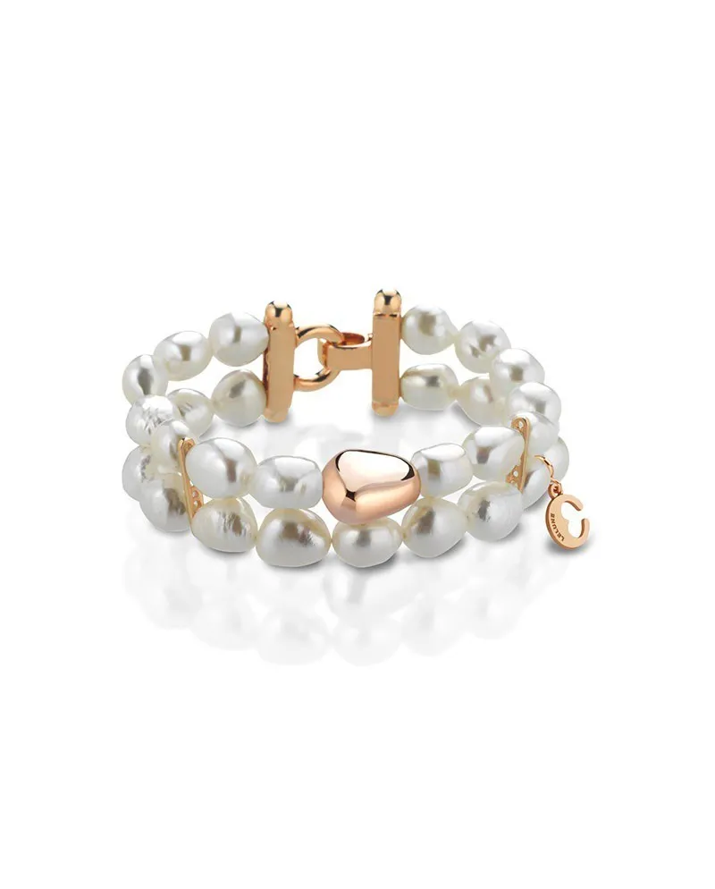 Le Lune Glamour 2-row pearl thigh bracelet with rose silver clasp