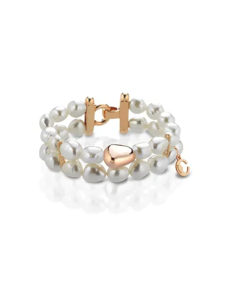 Bracciale Coscia 2 file di perle con chiusura in argento rosa Le Lune Glamour