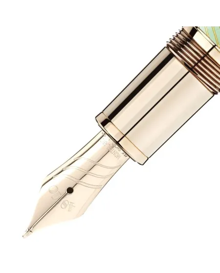 Stylo plume Montblanc Meisterstück Calligraphy Solitaire Celadon Dégradé avec plume courbée