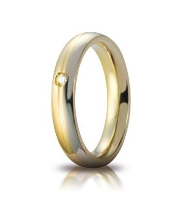 Fede Nuziale Unoaerre Cerchi di Luce Eclissi in Oro Bicolore con Diamante 4 mm