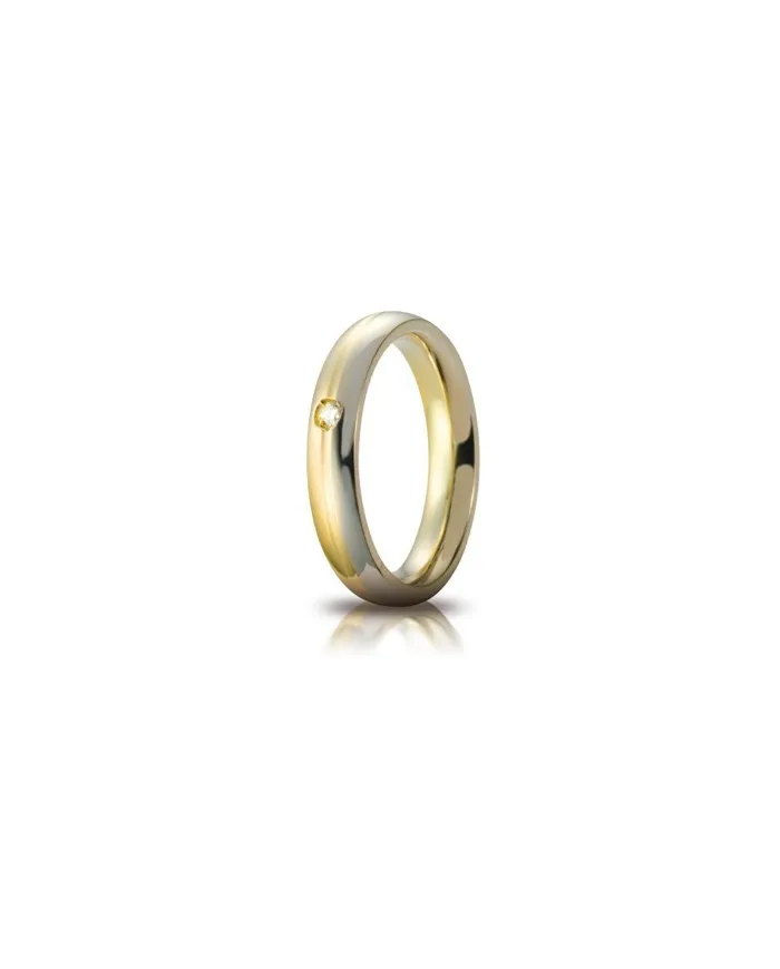 Fede Nuziale Unoaerre Cerchi di Luce Eclissi in Oro Bicolore con Diamante 4 mm