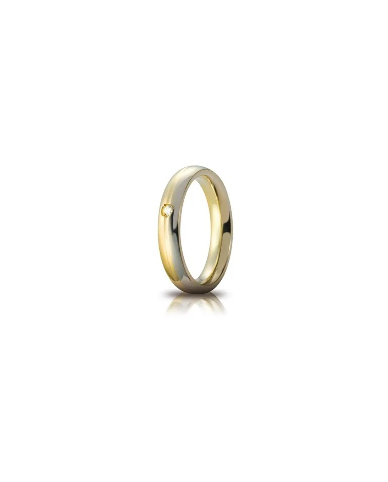 Unoaerre Eclipse Light Circles Wedding Ring in Two-Tone Gold with 4mm Diamond