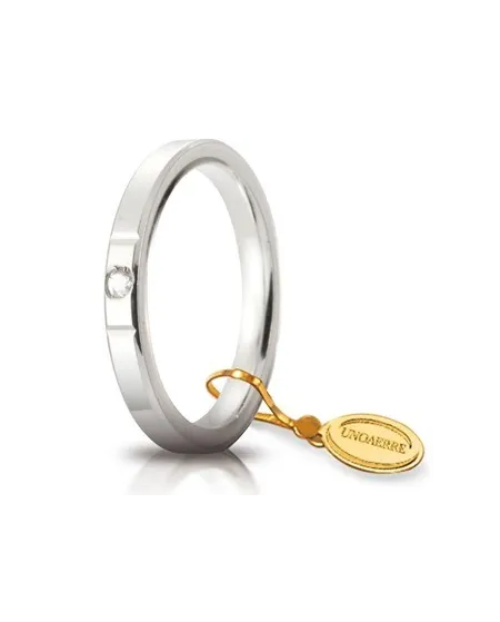 Fede Nuziale Unoaerre Cerchi di Luce in Oro Bianco con Diamante 2,5 mm