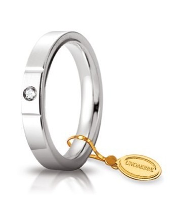 Fede Nuziale Unoaerre Cerchi di Luce in Oro Bianco con Diamante 3,5 mm