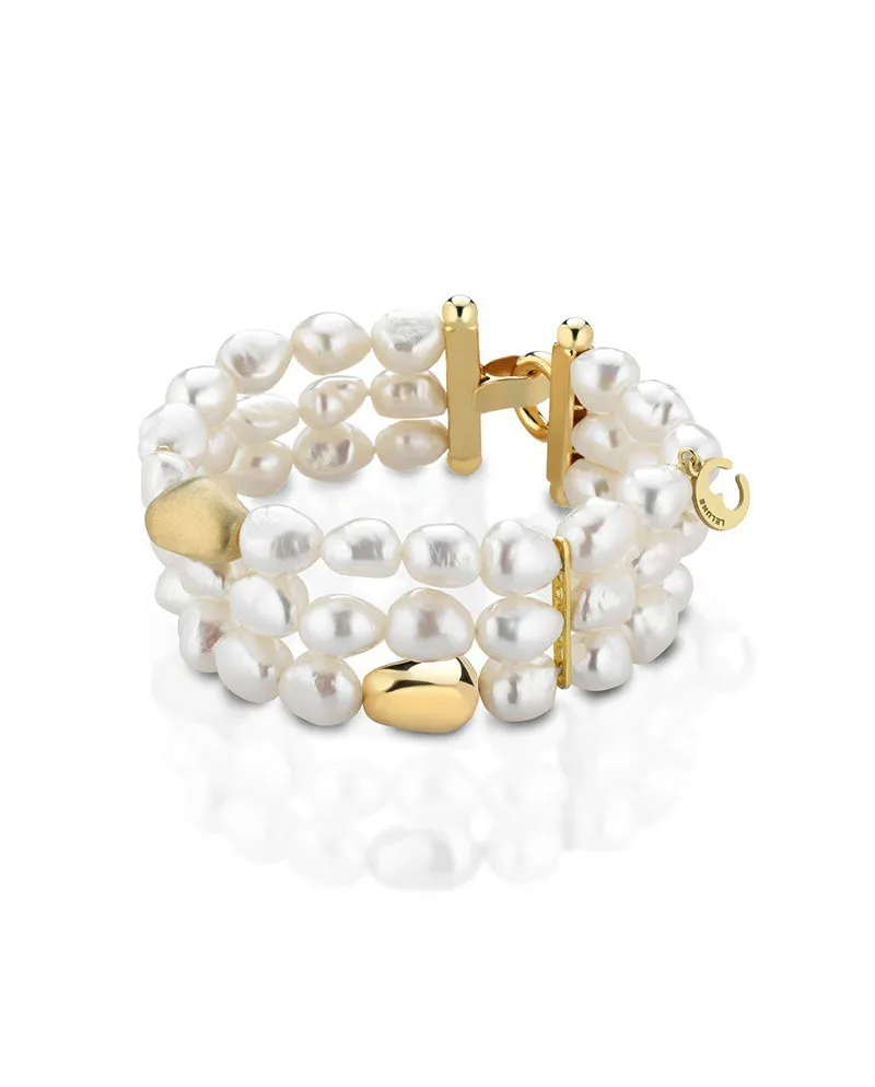 Bracciale Coscia 3 file di perle con chiusura in argento dorato Le Lune Glamour