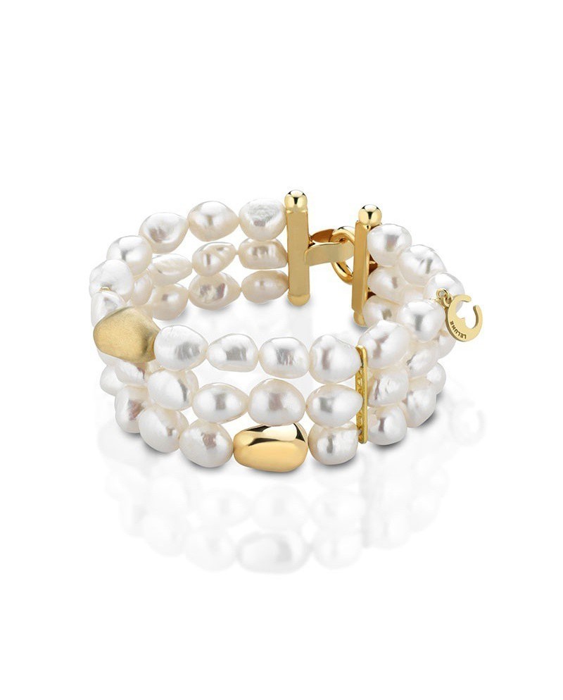 Le Lune Glamour 3-row pearl thigh bracelet with gold-plated silver clasp