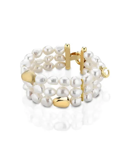 Bracciale Coscia 3 file di perle con chiusura in argento dorato Le Lune Glamour