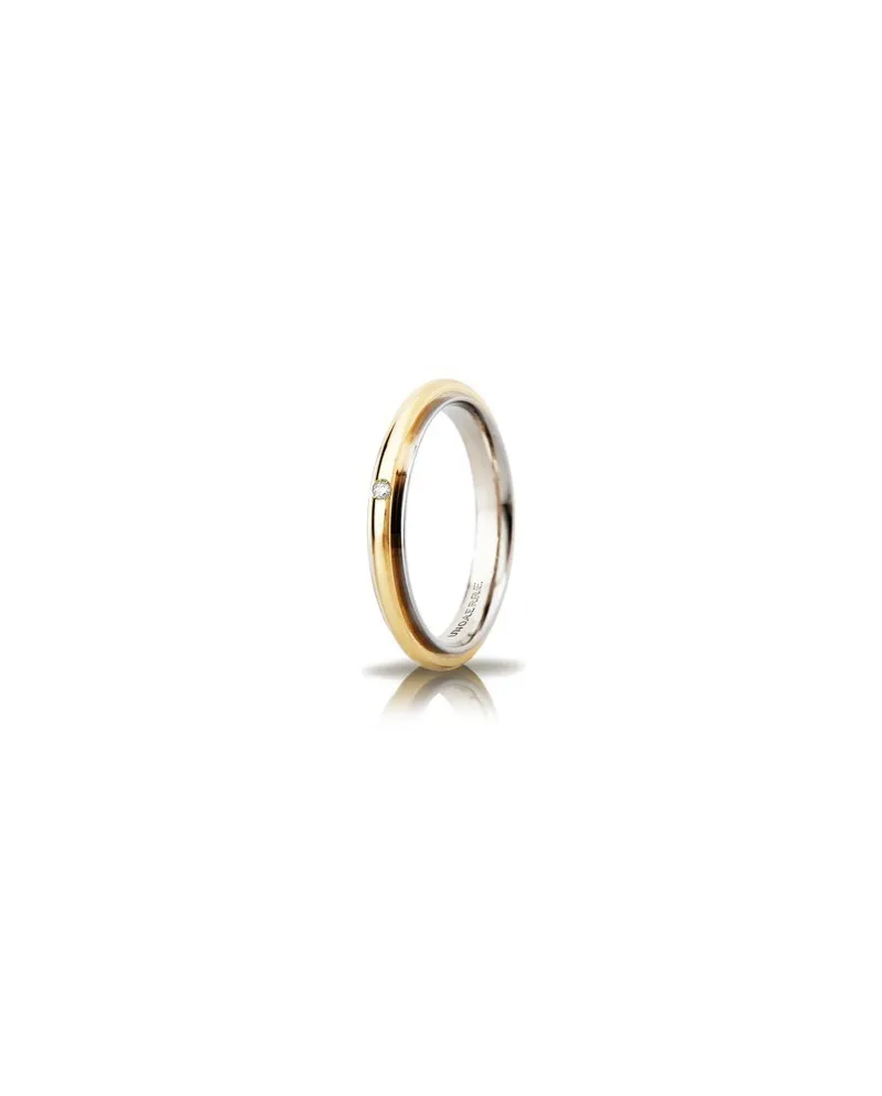 Alliance Unoaerre Andromeda « Slim » en or bicolore avec diamant de 4 mm Alliance Unoaerre Andromeda « Slim » en or bicolore avec diamant de 4 mm