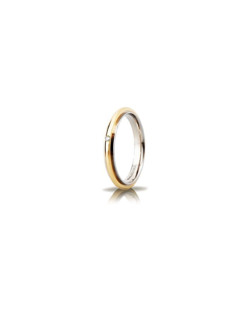 Unoaerre Andromeda "Slim" Wedding Ring in Two-Tone Gold with 4 mm Diamond