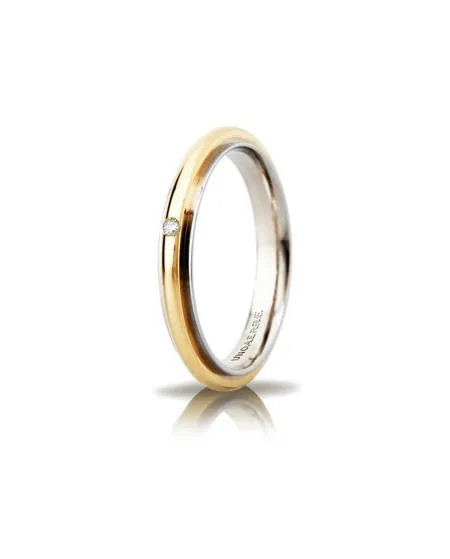 Alliance Unoaerre Andromeda «&nbsp;Slim&nbsp;» en or bicolore avec diamant de 4&nbsp;mm