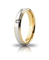 Fede Nuziale Unoaerre Cassiopea Slim in Oro Bicolore 4 mm con Diamante
