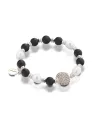 Coscia elastic bracelet in pink silver with pearls, hematite and onyx