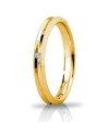 Unoaerre Corona Slim Wedding Ring in Yellow Gold 3 mm with Diamond