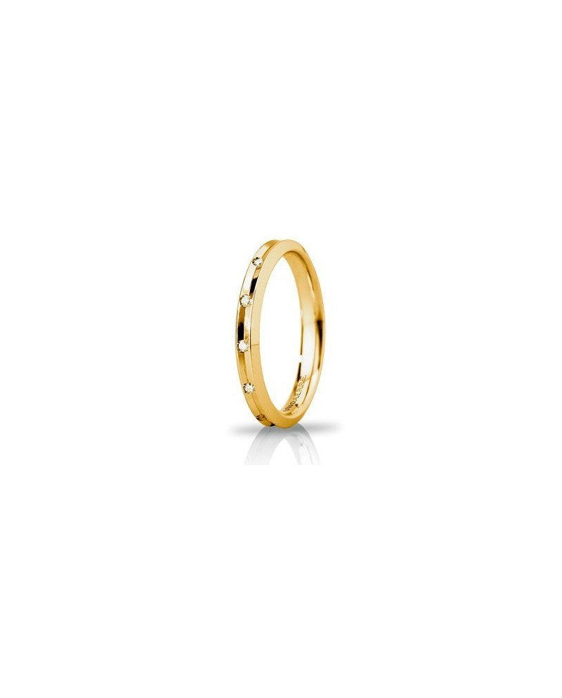 Fede Nuziale Unoaerre Corona Slim in Oro Giallo 3 mm con Diamanti