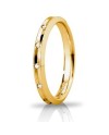 Unoaerre Corona Slim Wedding Ring in Yellow Gold 3 mm with Diamonds