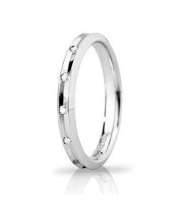 Alliance fine Corona Unoaerre en or blanc 3 mm avec diamants