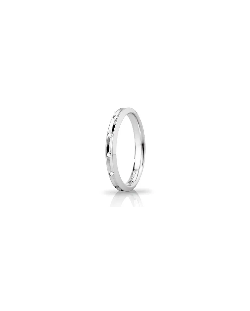 Unoaerre Corona Slim Wedding Ring in 3 mm White Gold with Diamonds