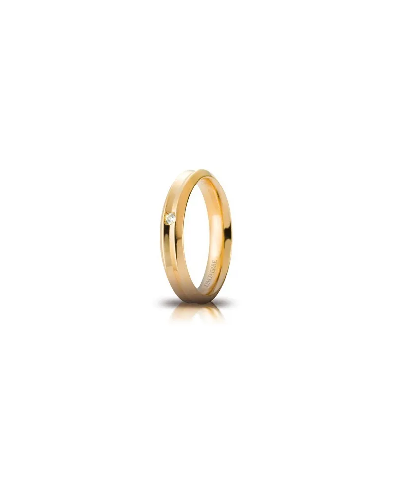 Alliance Corona Unoaerre en or jaune 4 mm avec diamant