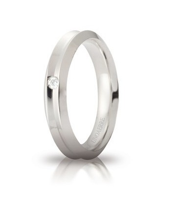 Unoaerre Corona Wedding Ring in White Gold 4 mm with Diamond