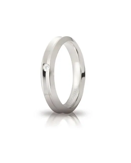 Unoaerre Corona Wedding Ring in White Gold 4 mm with Diamond
