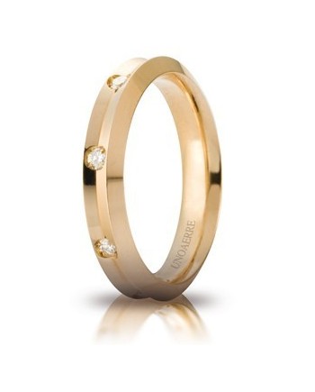 Fede Nuziale Unoaerre Corona in Oro Giallo 4 mm con Diamanti
