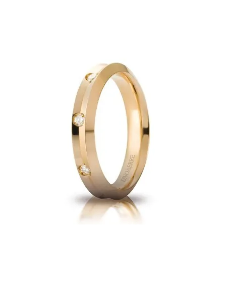 Unoaerre Corona Wedding Ring in Yellow Gold 4 mm with Diamonds