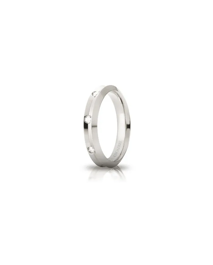 Alliance Corona Unoaerre en or blanc 4 mm avec diamants