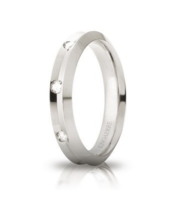 Unoaerre Corona Wedding Ring in White Gold 4 mm with Diamonds