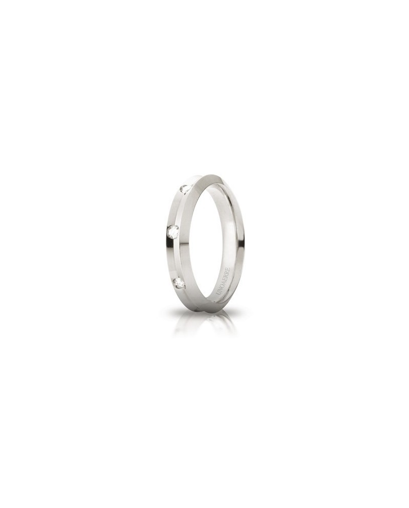 Unoaerre Corona Wedding Ring in White Gold 4 mm with Diamonds