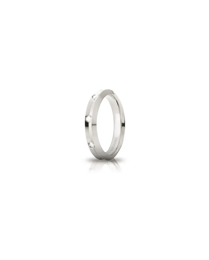 Unoaerre Corona Wedding Ring in White Gold 4 mm with Diamonds