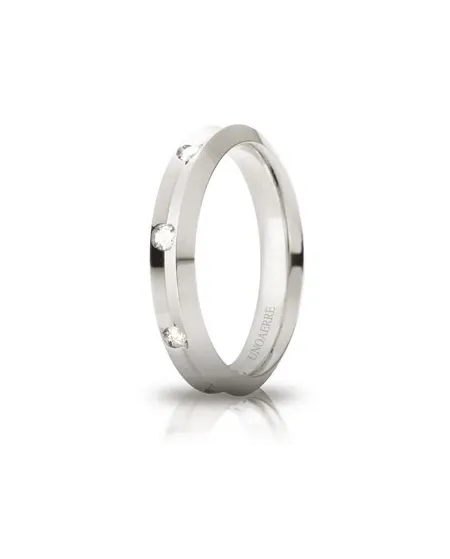 Fede Nuziale Unoaerre Corona in Oro Bianco 4 mm con Diamanti