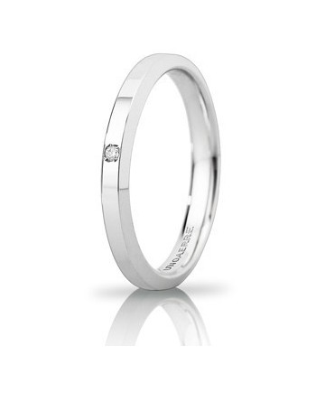 Unoaerre Hydra "Slim" Wedding Ring in 3 mm White Gold with Diamond
