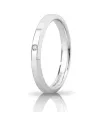 Fede Nuziale Unoaerre Hydra "Slim" in Oro Bianco 3 mm con Diamante