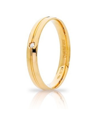 Fede Nuziale Unoaerre Lyra in Oro Giallo con Diamante