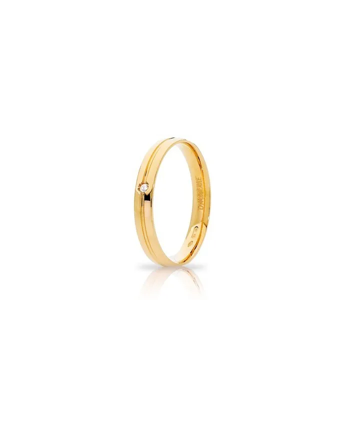 Unoaerre Lyra Wedding Ring in Yellow Gold with Diamond