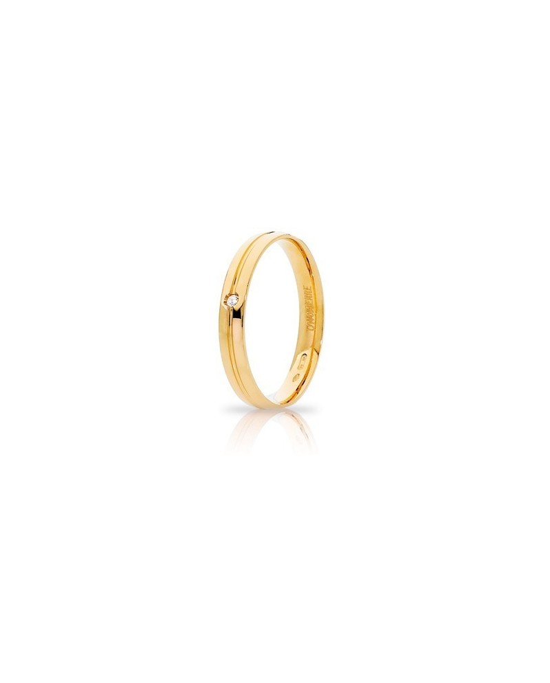 Unoaerre Lyra Wedding Ring in Yellow Gold with Diamond